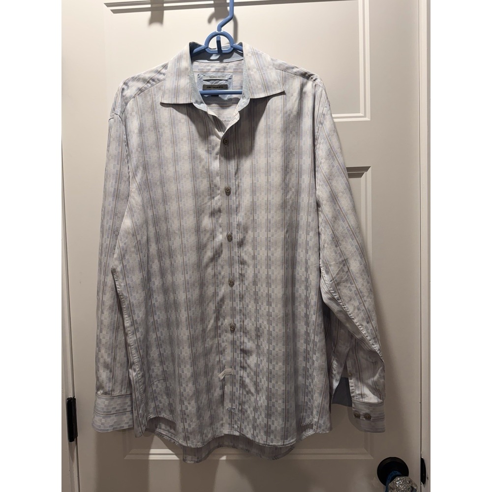 Johnston & Murphy Tailored Fit‎ Striped Long Sleeve Dress Shirt Men's Size L